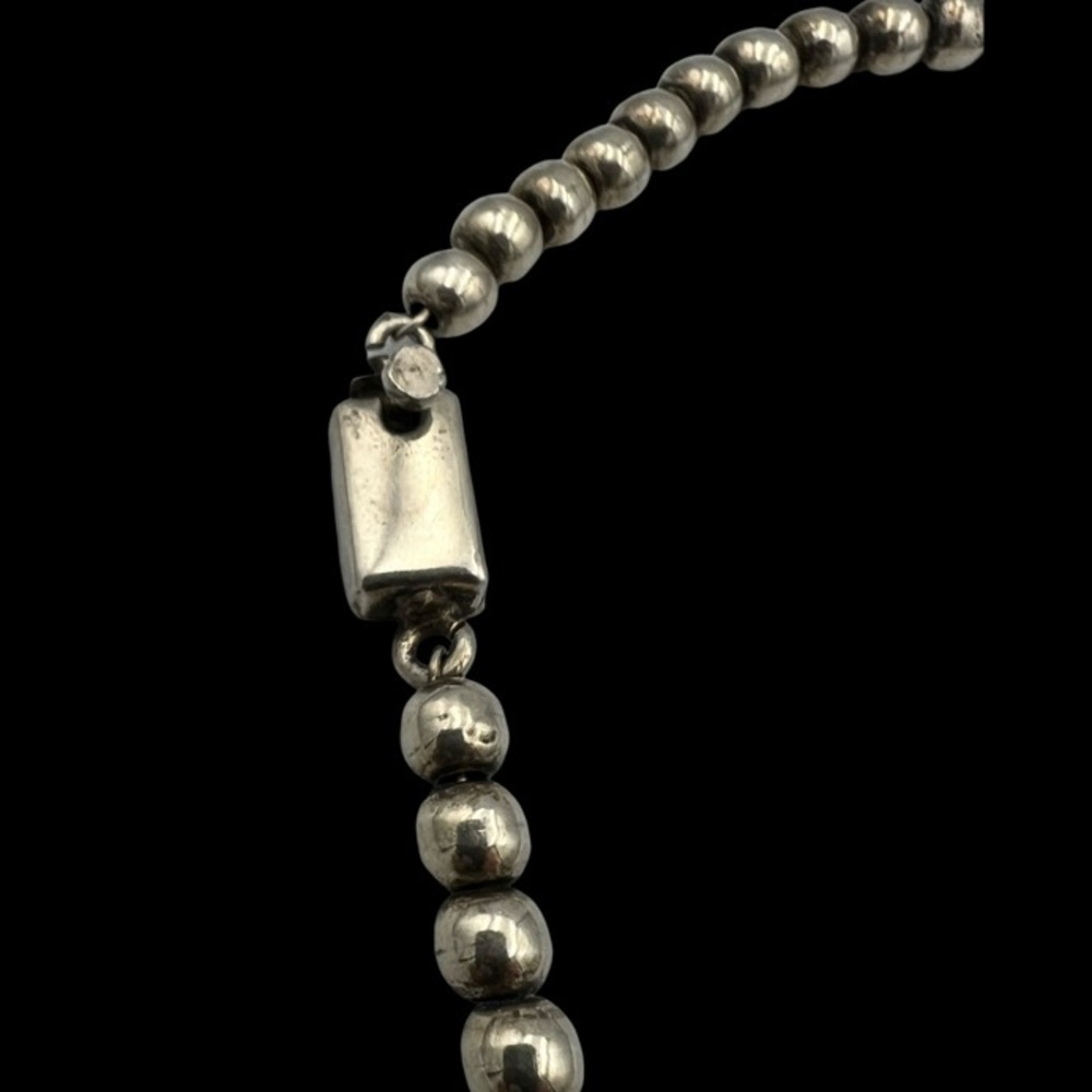 20” Oxidized Sterling Silver 925 Navajo Pearl Bead Strand Necklace 40 Grams! - Picture 6 of 13